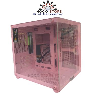 Vỏ Case Máy Tính Bể Cá Emaster Màu Hồng ECG 983P mATX