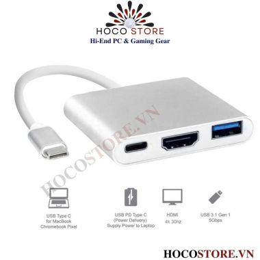 HUB Chuyển Đổi Hoco HB14 3in1 TypeC /HDMI /USB