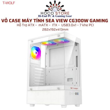 Vỏ Case Bể Cá Hỗ Trợ Main ATX TWOLF CG300 Trắng