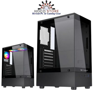 Vỏ Case Máy Tính Bể Cá T-WOLF CG300 Main ATX Màu Đen