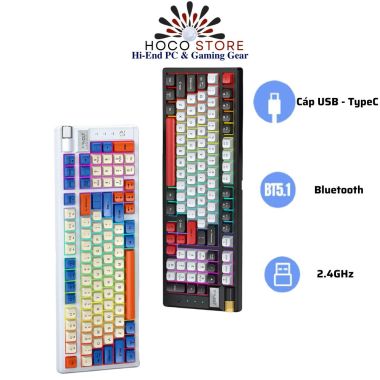 Bàn Phím Cơ Tri-mode T-WOLF T70 RED Switch Trắng