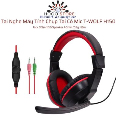 Tai Nghe Máy Tính Chụp Tai Có Mic T-WOLF H150