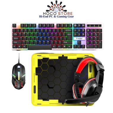 Bộ 4 Món Phím Chuột Tai Nghe Lót Chuột T-WOLF TF240 RGB