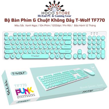Bộ Bàn Phím Và Chuột Không Dây T-Wolf TF770 Xanh Ngọc