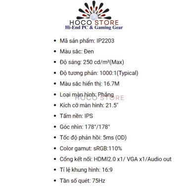 Màn hình văn phòng VSP IPS 75Hz IP2203 - Full HD 21.5 inch