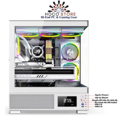 Vỏ Case Máy Tính Gamer X3 Pro White Hiển Thị Nhiệt Độ