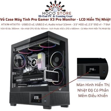 Vỏ Case Máy Tính Pro Gamer X3 Pro LCD Hiển Thị Nhiệt Độ