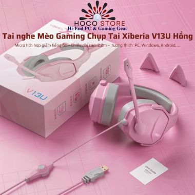 Tai nghe Mèo Gaming Chụp Tai Xiberia V13U Hồng