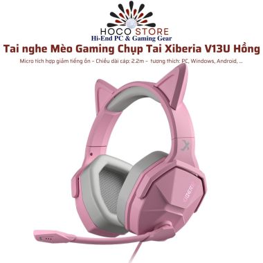 Tai nghe Mèo Gaming Chụp Tai Xiberia V13U Hồng