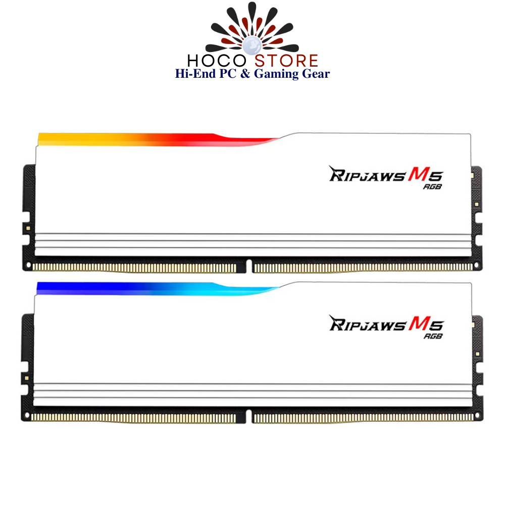 Bộ nhớ Ram PC G.Skill Ripjaws M5 RGB 32GB 5200MHz DDR5 (16GBx2) White Intel XMP