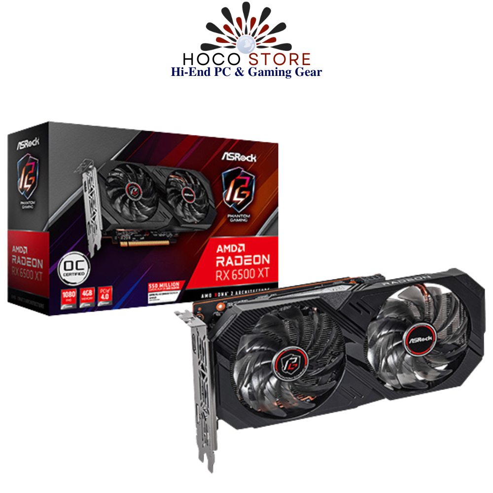 Card màn hình ASRock Radeon RX 6500 XT Phantom Gaming D 4GB OC