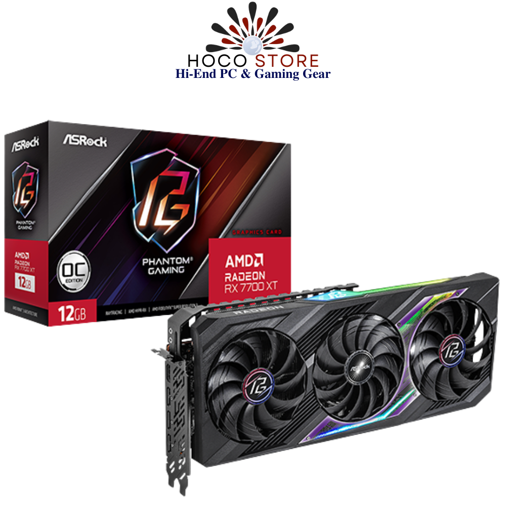 Card màn hình ASRock Radeon RX 7700 XT Phantom Gaming 12GB OC