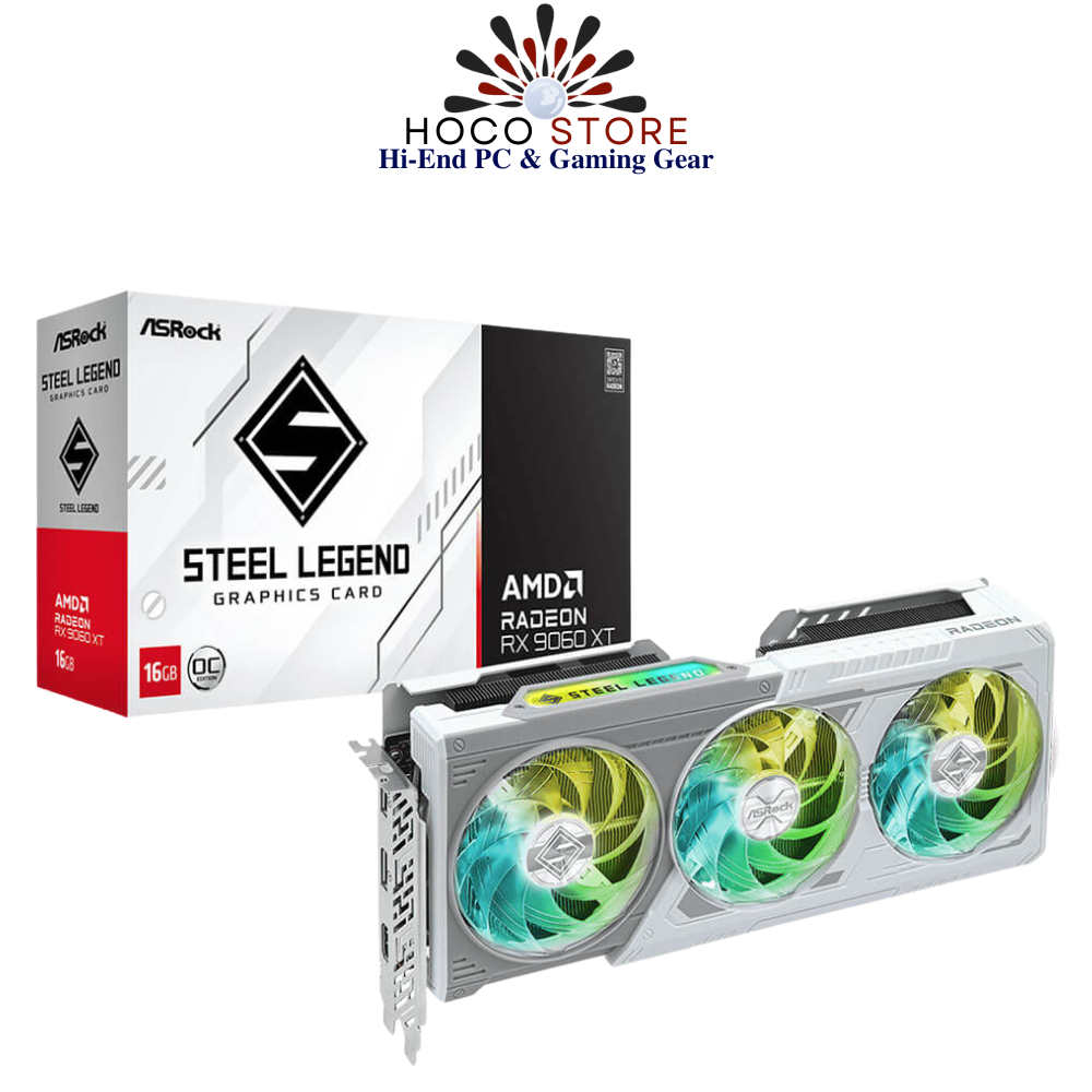 Card màn hình ASRock Radeon RX 9060 XT Steel Legend 16GB OC
