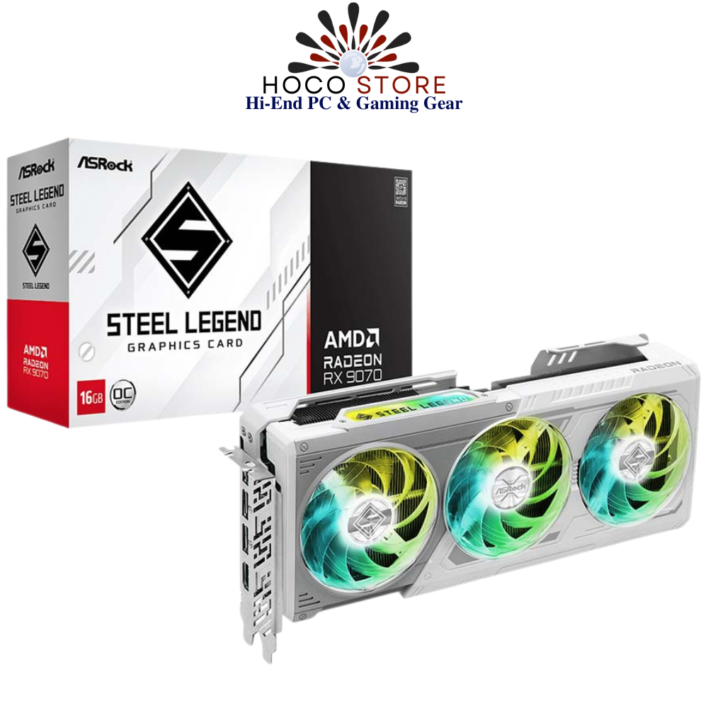 Card màn hình ASRock Radeon RX 9070 Steel Legend 16GB OC