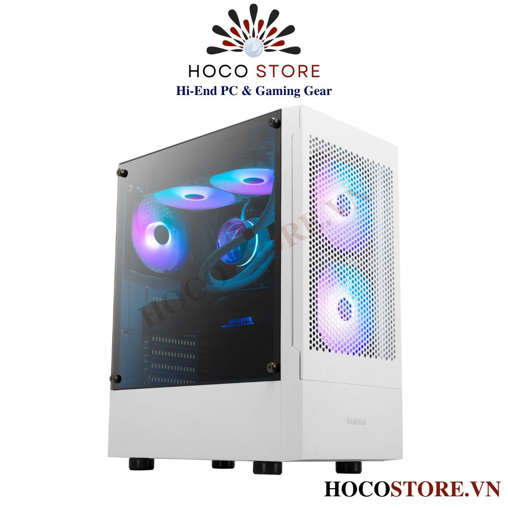 Vỏ Case Máy Tính Gamdias TALOS E3 MESH - Màu Trắng (Kèm 3 Fan ARGB | Hoco Store PC