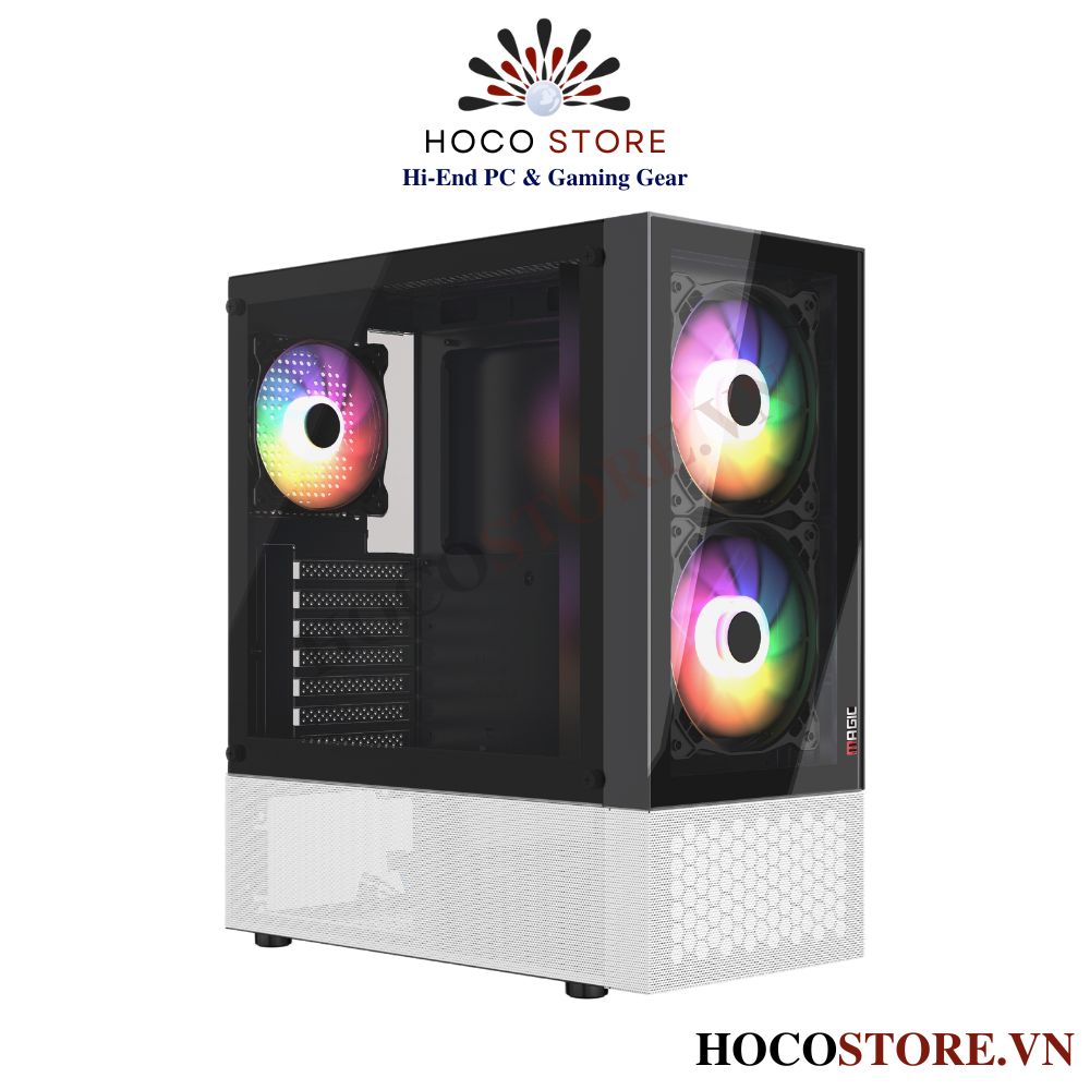 Vỏ Case Máy Tính Magic MG-04 Air - Màu Trắng (Kèm 3 Fan LED) | Hoco Store PC
