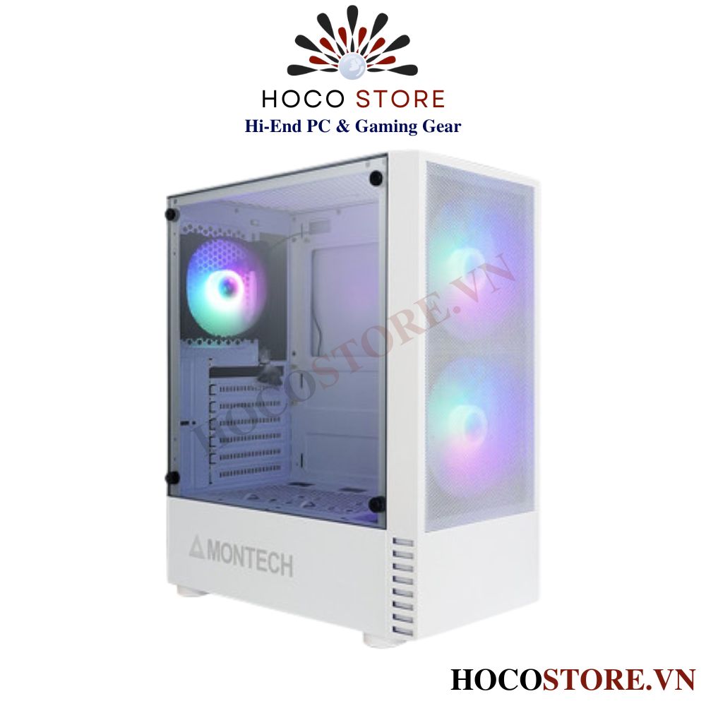 Vỏ Case Máy Tính Montech x2 mesh - Màu Trắng (Kèm 3 fan RGB) | Hoco Store PC