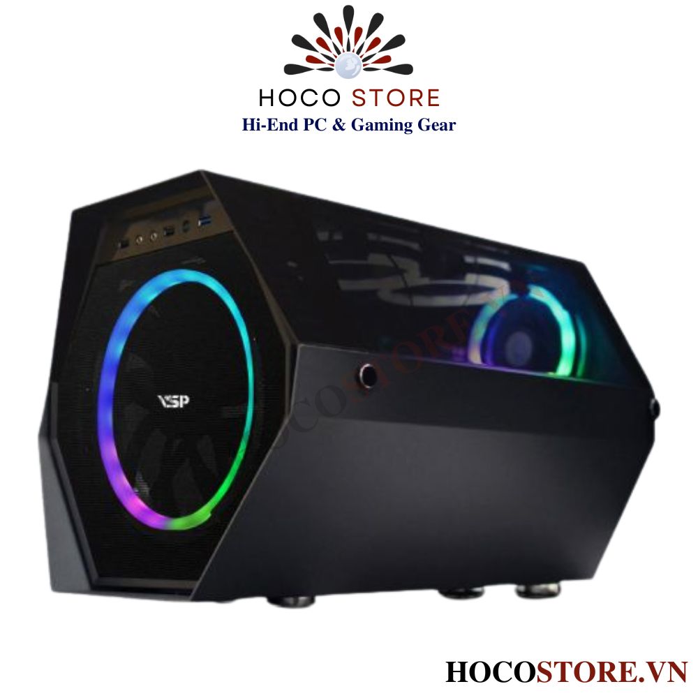 Vỏ Case Máy Tính VSP Panora ES7 Màu Đen - Kèm 1 Fan 20cm và 1 Fan 12cm l Hoco Store PC