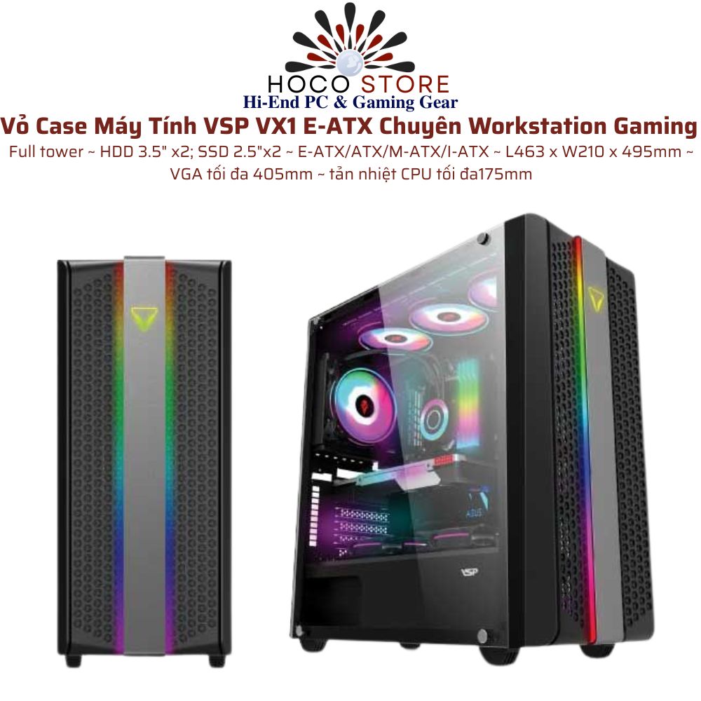 Vỏ Case Máy Tính VSP VX1 EATX Chuyên Workstation Gaming
