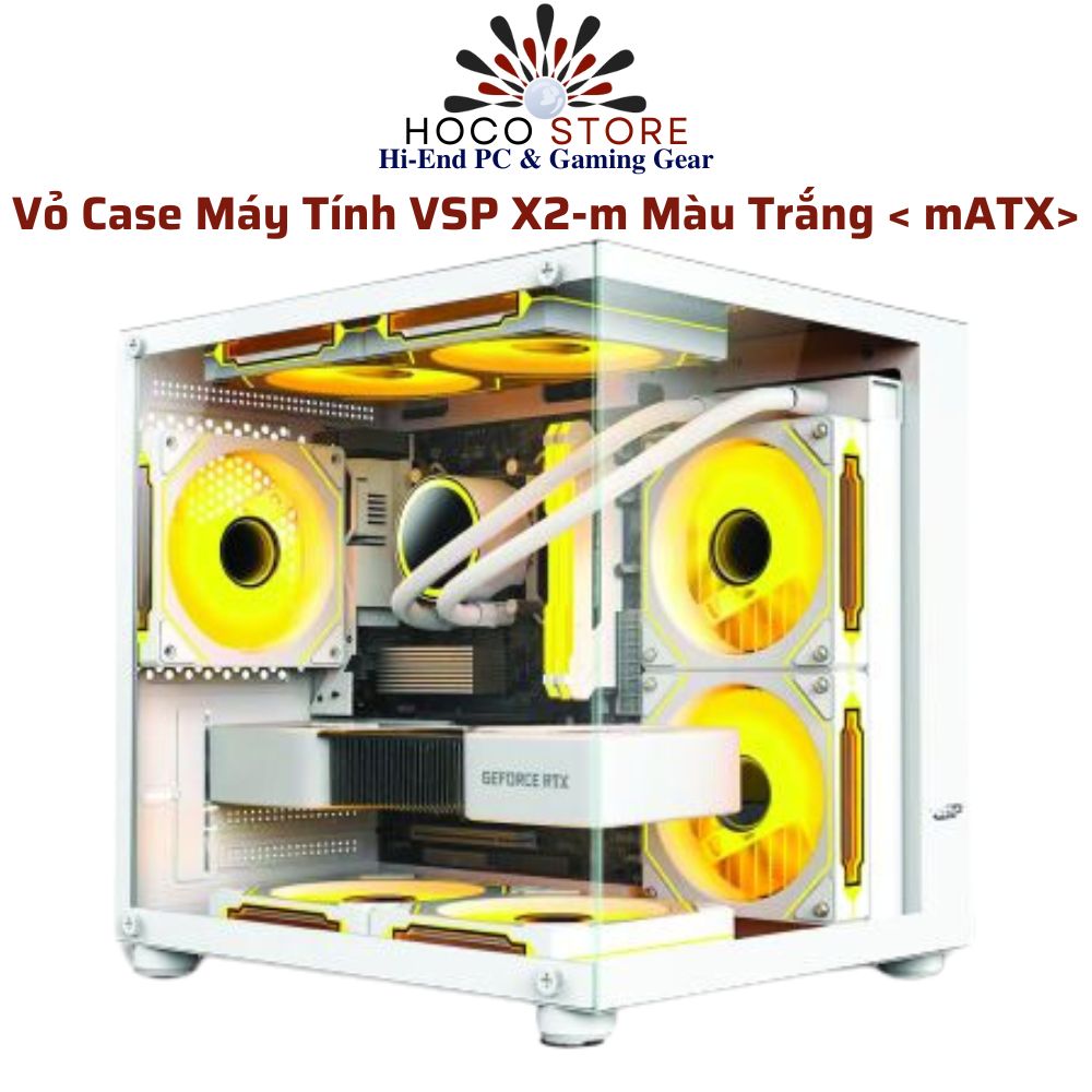 Vỏ Case Máy Tính Bể Cá VSP X2-M Trắng mATX