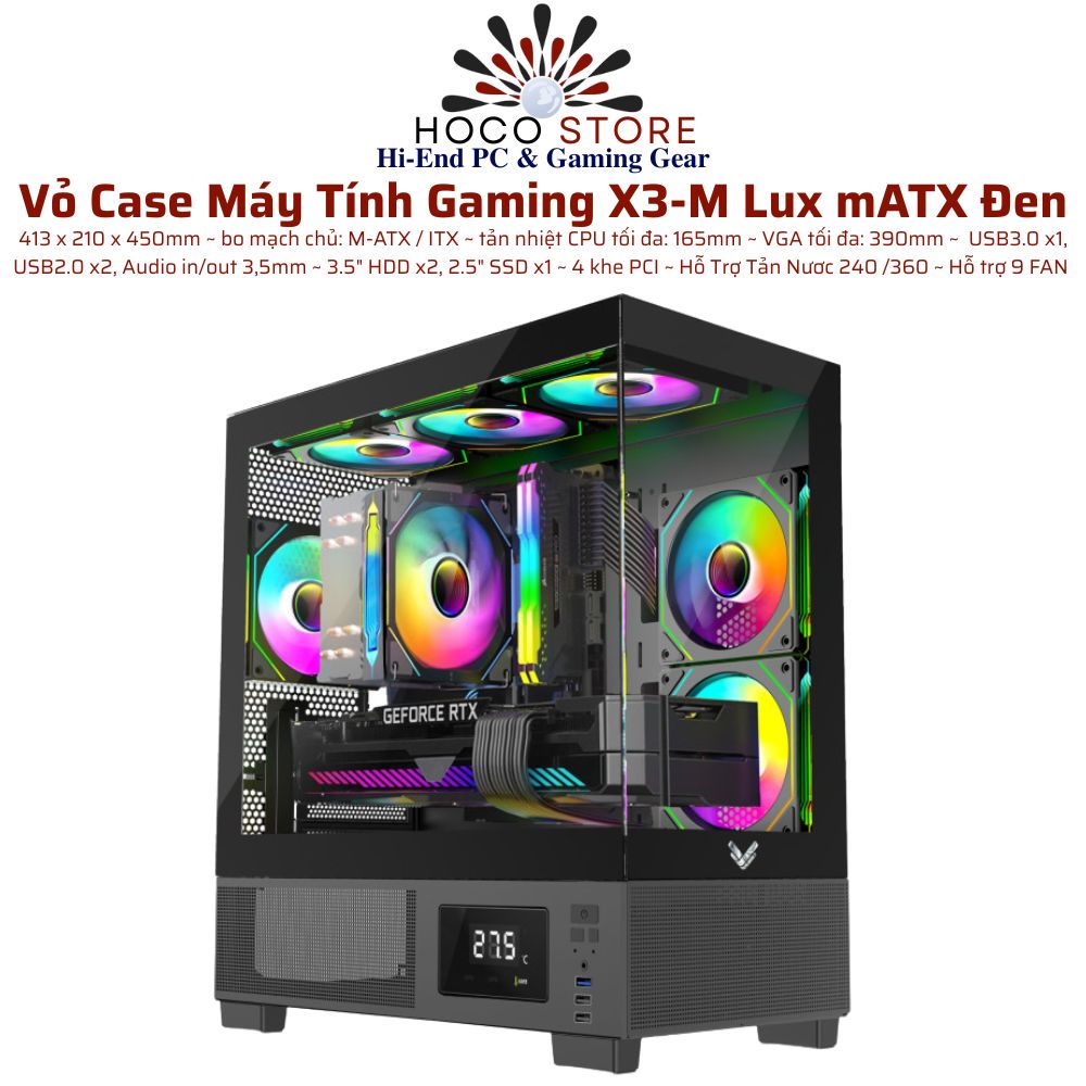 Vỏ Case Máy Tính Gaming X3M Lux mATX Đen