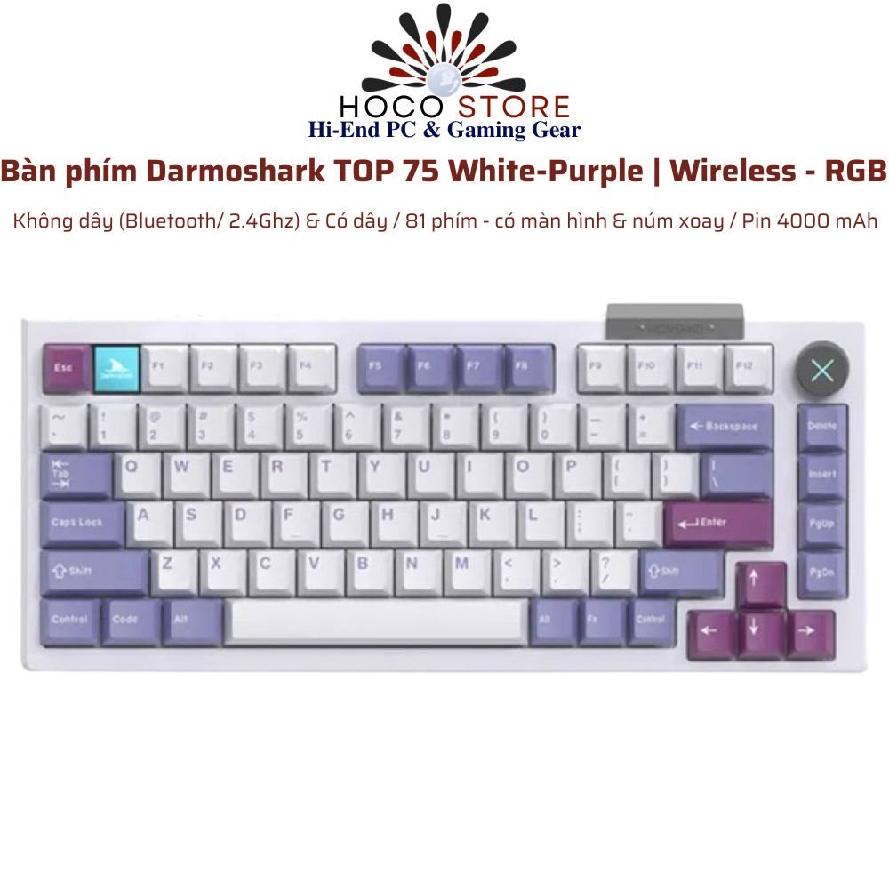 Bàn Phím Darmoshark TOP 75 White Purple Wireless RGB