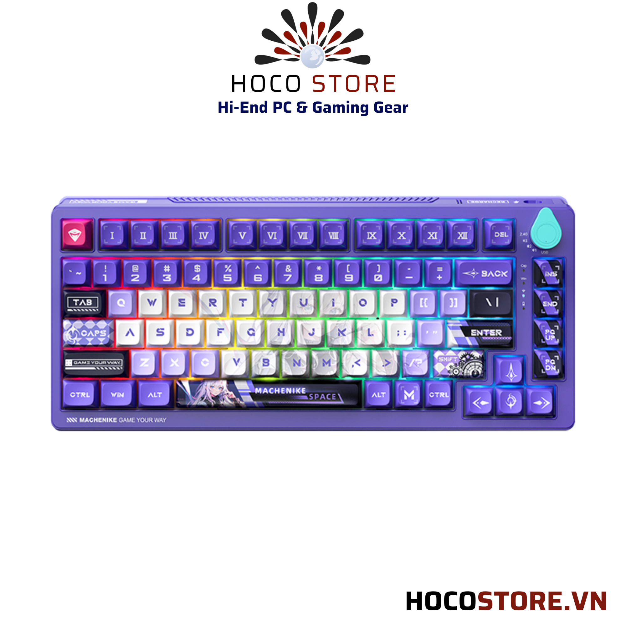 Bàn Phím Cơ Gaming Machenike K600T-B82 RGB White Purple Shirasaiko