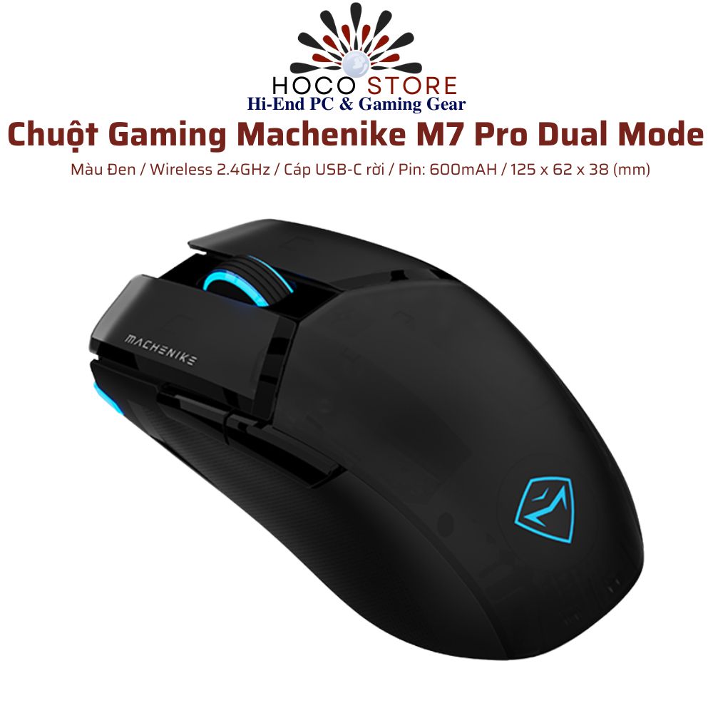 Chuột Gaming Machenike M7 Pro có dây và 2.4 wireless Màu ĐEN