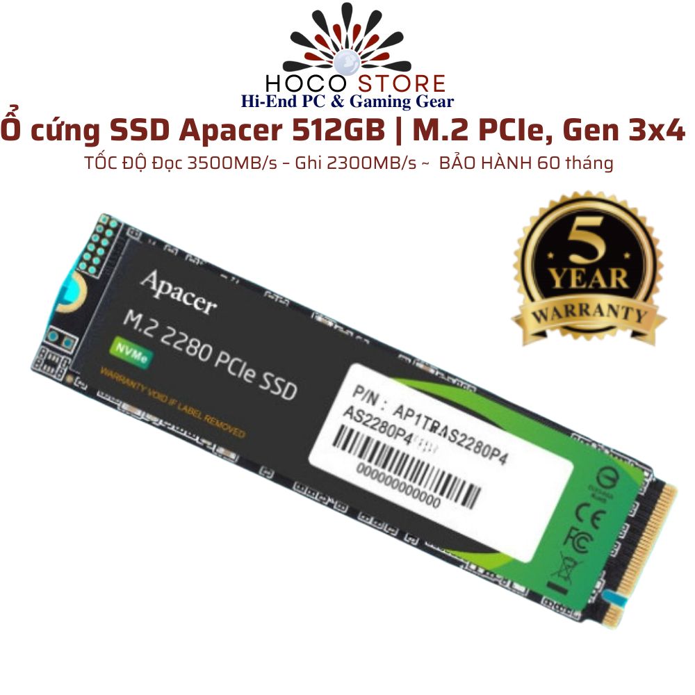 Ổ Cứng SSD Apacer 512GB M.2 PCIe Gen 3x4 Tốc độ cao