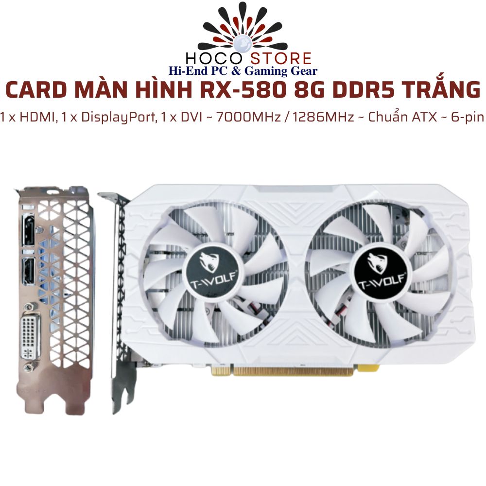 Card màn hình TWOLF TW RX580 8G D5 White Dual