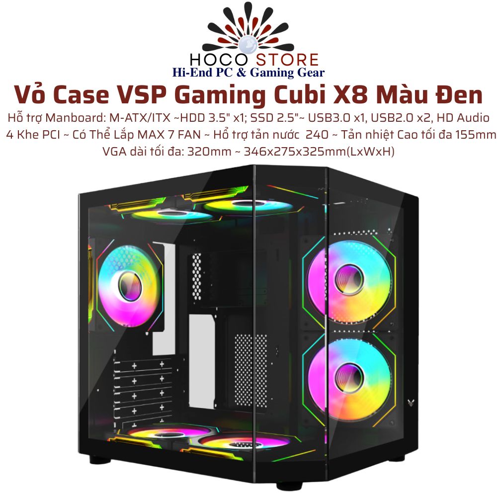 Vỏ Case VSP Gaming Cubi X8 Màu Đen mATX