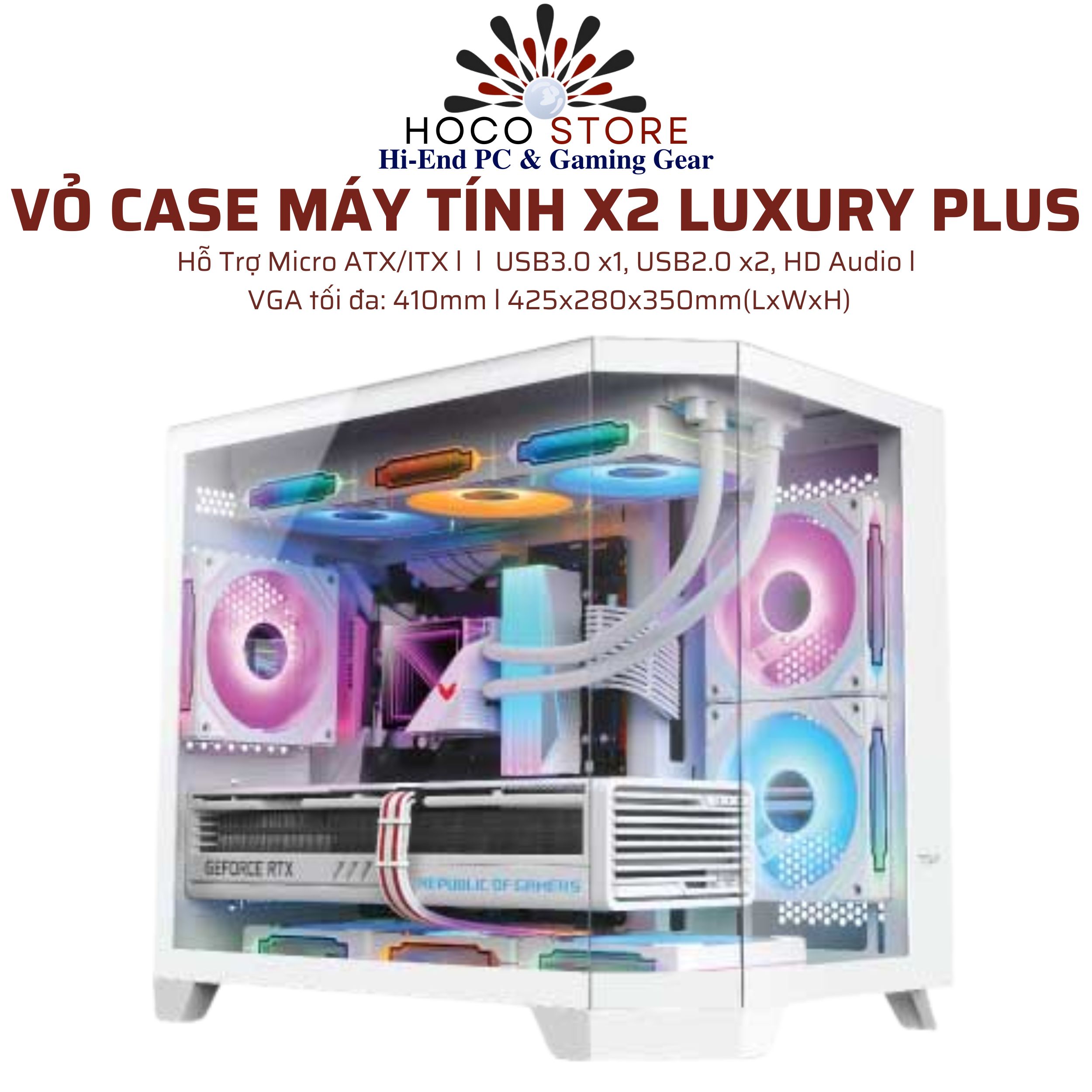 Vỏ Case Máy Tính VSP X2 Luxury Plus Trắng mATX Và ITX